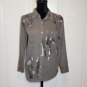 NSF Gray Destroyed Button Up Shirt